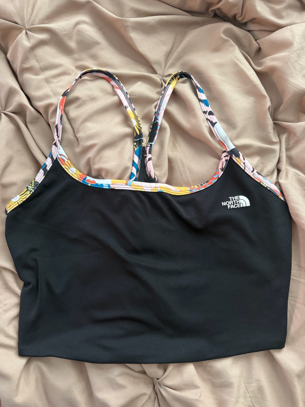 The North Face Black Racerback Camisole with Floral Trim